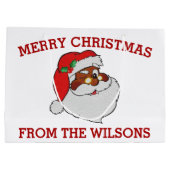 黒いサンタにポップアートをまばたきさせるヴィンテージ ラージペーパーバッグ (裏面)