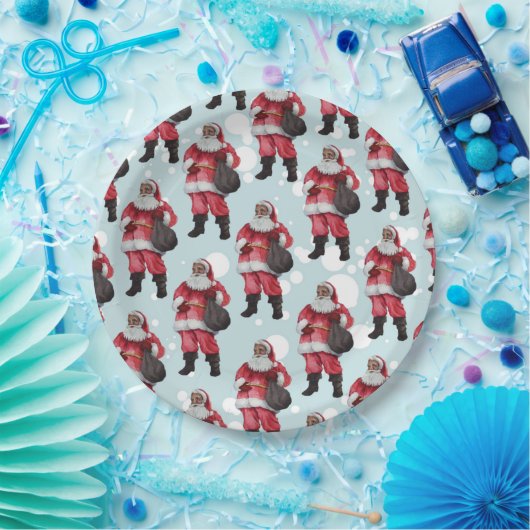黒いサンタのパーティーの装飾のクリスマスのプレート ペーパープレート (パーティー)