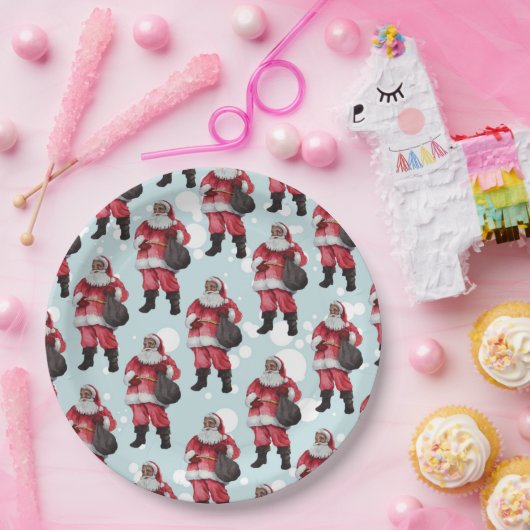 黒いサンタのパーティーの装飾のクリスマスのプレート ペーパープレート (パーティー)