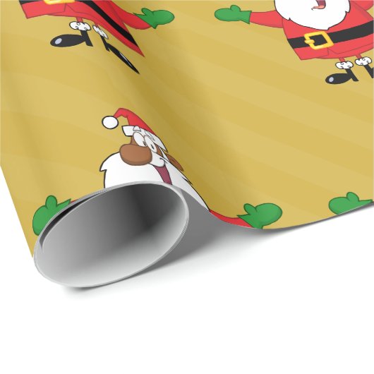 黒いサンタはギフトの包装紙を抱き締めます ラッピングペーパー (ロールコーナー)