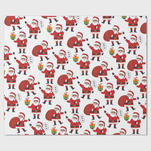 黒いサンタアフリカ系アメリカ人のクリスマスプレゼント ラッピングペーパー (フラット)