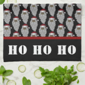 黒いサンタクロースのクリスマスの休日 キッチンタオル (折り畳み)