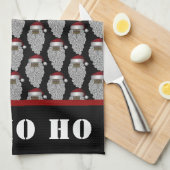 黒いサンタクロースのクリスマスの休日 キッチンタオル (四つ折り)