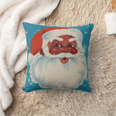 黒いサンタクロースのクリスマスの枕ヴィンテージのスタイル クッション (ブランケット)