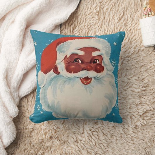 黒いサンタクロースのクリスマスの枕ヴィンテージのスタイル クッション (ブランケット)