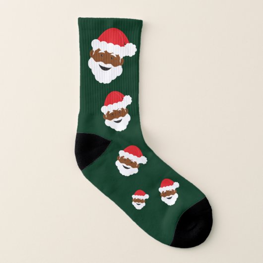 黒いサンタクロースの茶色の肌の緑のクリスマス ソックス (左内側)