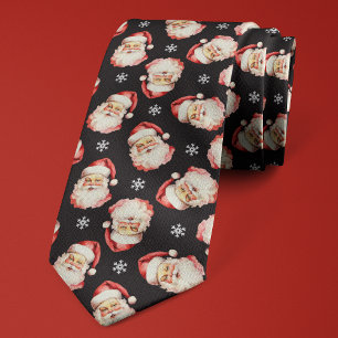 黒いサンタクロース クリスマス 雪の結晶 休日 ネクタイ