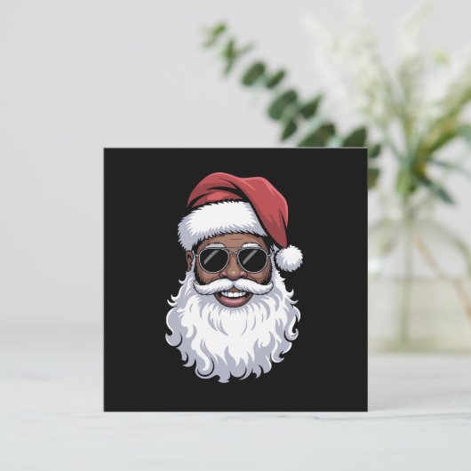 黒いサンタクロース ブラッククリスマス サンタ アフロ アフリカ系アメリカ人 招待状 (スタンド正面)