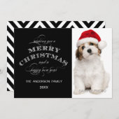 黒いシェブロンのクリスマス写真カード シーズンカード (正面/裏面)