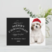 黒いシェブロンのクリスマス写真カード シーズンカード (スタンド正面)