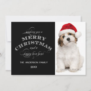 黒いシェブロンのクリスマス写真カード シーズンカード