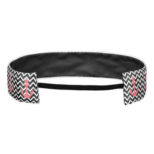 黒いシェブロンのピンクのいかり アスレチックヘッドバンド (裏面)