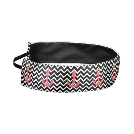 黒いシェブロンのピンクのいかり アスレチックヘッドバンド (左)