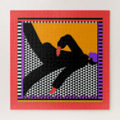 黒いシェブロン色の散策レディ ジグソーパズル (横)