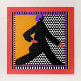 黒いシェブロン色の散策レディ ジグソーパズル