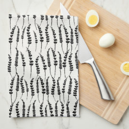 黒いシダプリントオンキッチンタオル キッチンタオル