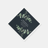 黒いシックエレガントユーカリの結婚葉 スタンダードカクテルナプキン (角)