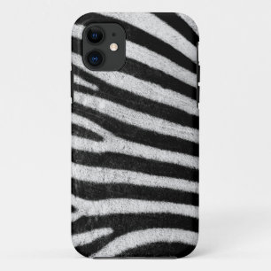 黒いシマウマのストライブ柄及び白い質の写真 iPhone 11 ケース