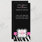 黒いシマウマのプリントのモノグラムの結婚式プログラム プログラム (正面/裏面)