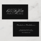 黒いシモダンック美容師スクリプト名スタイリッシュ 名刺 (正面/裏面)