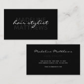 黒いシモダンック美容師スクリプト名スタイリッシュ 名刺 (正面/裏面)