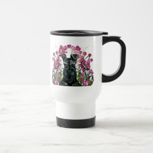 黒いシュナウツァーの花束 トラベルマグ
