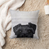 黒いシュナウツァーのMiart著元の絵画のプリント クッション (ブランケット)