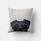 黒いシュナウツァーのMiart著元の絵画のプリント クッション (裏面)