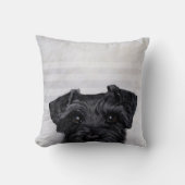 黒いシュナウツァーのMiart著元の絵画のプリント クッション (正面)
