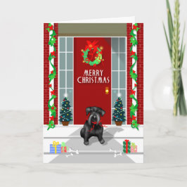 黒いシュナウツァー犬のメリークリスマスの休日カード シーズンカード