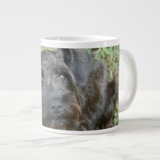 黒いシュナウツァー ジャンボコーヒーマグカップ (正面右)