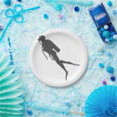 黒いシルエットのスキューバダイバー ペーパープレート (パーティー)