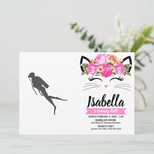 黒いシルエットのスキューバダイバー 招待状 (スタンド正面)