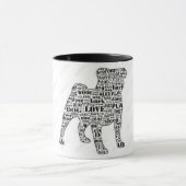 黒いシルエットのマグのパグの単語 マグカップ (中央)