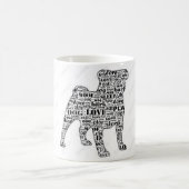 黒いシルエットのマグのパグの単語 マグカップ (中央)