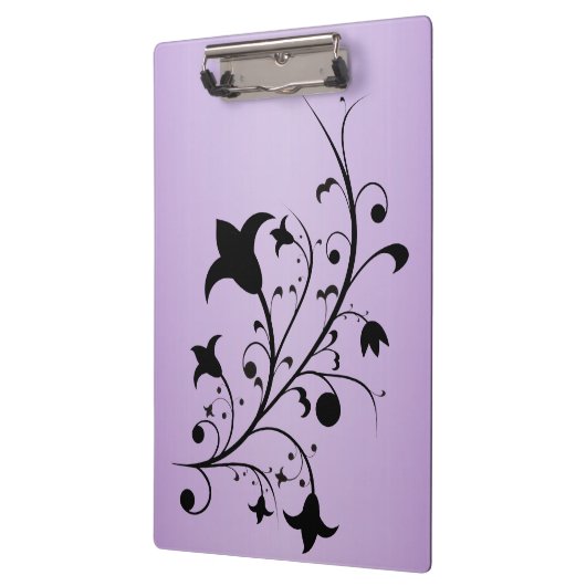 黒いシルエットの抽象芸術スクロールによっては紫色が開花します クリップボード (左)