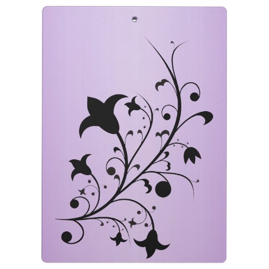 黒いシルエットの抽象芸術スクロールによっては紫色が開花します クリップボード (裏面)