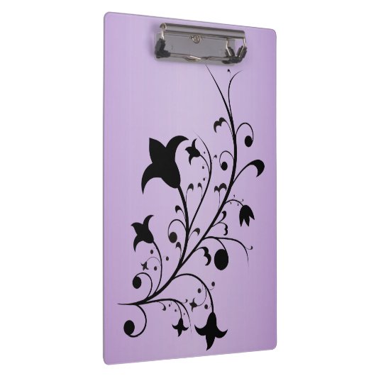 黒いシルエットの抽象芸術スクロールによっては紫色が開花します クリップボード (右)