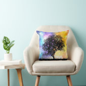 黒いシルエットの木で鮮やかな超現実的な夕日 クッション (椅子)