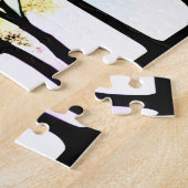 黒いシルエットの木に黄色の紫と青 ジグソーパズル (側面)