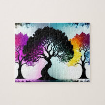 黒いシルエットの木の色のスプラッシュ