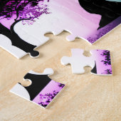 黒いシルエットの木の色のスプラッシュ ジグソーパズル (側面)