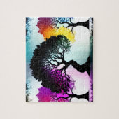 黒いシルエットの木の色のスプラッシュ ジグソーパズル (縦)