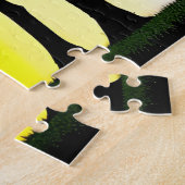 黒いシルエットの木（虹の背景） ジグソーパズル (側面)