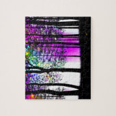 黒いシルエットの木(虹の葉木) ジグソーパズル (縦)