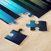 黒いシルエットの森に虹の色の霧 ジグソーパズル (側面)