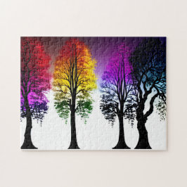 黒いシルエ葉ットの木に紅葉 ジグソーパズル