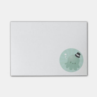 黒いシルクハットを身に着けているかわいく小さいタコ ポストイット