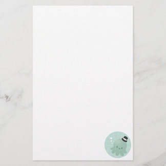 黒いシルクハットを身に着けているかわいく小さいタコ 便箋