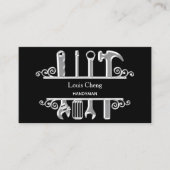 黒いシルバーのツールのホーム修復フォトQRコード 名刺 (正面)